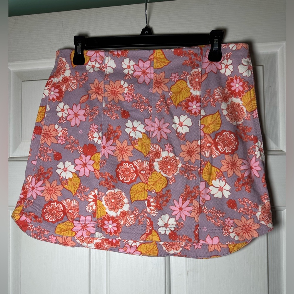 Pink Lily Floral Skirt in Pink and Yellow